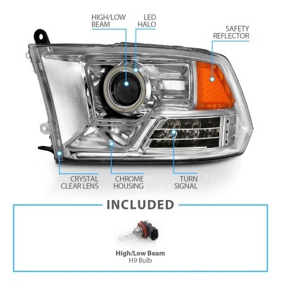 Dodge Ram 2500 2010-2018 Projector Headlights LED Halo Signals