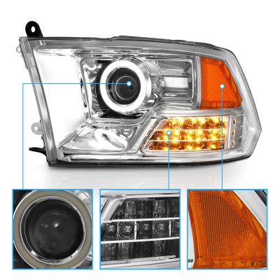 Dodge Ram 2500 2010-2018 Projector Headlights LED Halo Signals