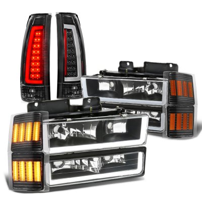 1994 Chevy Blazer Full Size Black LED DRL Headlights Marker Tail Lights