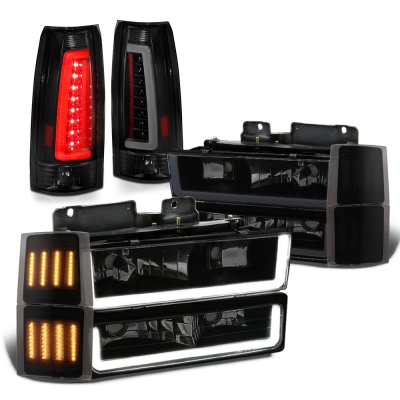 Chevy Tahoe 1995-1999 Black Smoked LED DRL Headlights Marker Tail Lights
