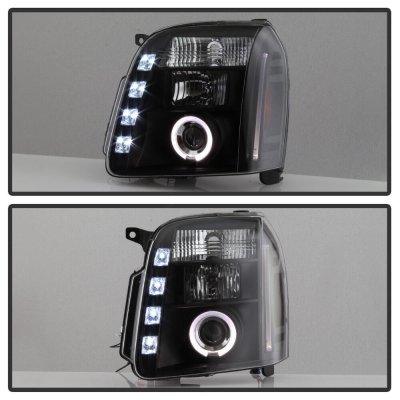 GMC Yukon 2007-2014 Black Halo Projector Headlights with LED