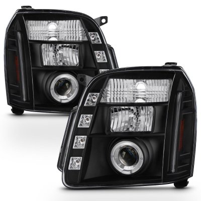 GMC Yukon 2007-2014 Black Halo Projector Headlights with LED
