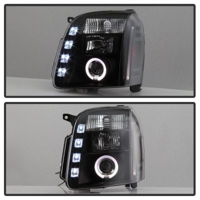 GMC Yukon Denali 2007-2014 Black Halo Projector Headlights with LED