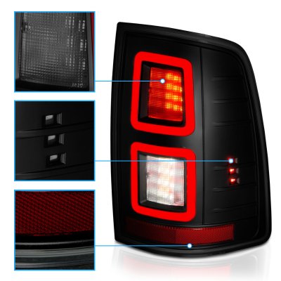 Dodge Ram 2009-2018 Black Smoked Full LED Tail Lights RR Style
