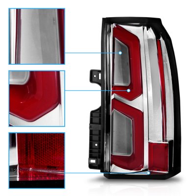 Chevy Suburban 2015-2020 Chrome LED Tail Lights Tron Style