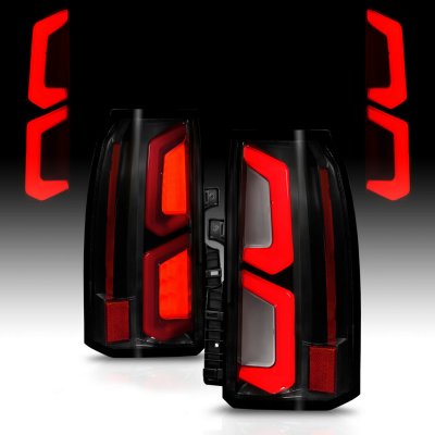 Chevy Tahoe 2015-2020 Black Smoked LED Tail Lights Tron Style