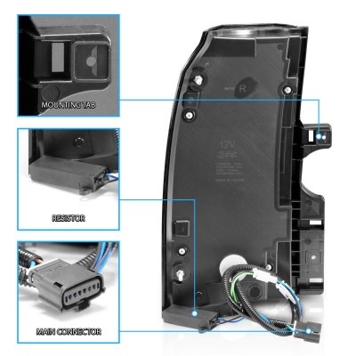 Chevy Tahoe 2015-2020 Black Smoked LED Tail Lights Tron Style