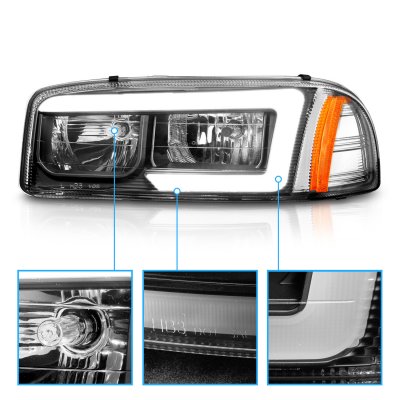 GMC Sierra 1999-2006 Black Headlights LED DRL