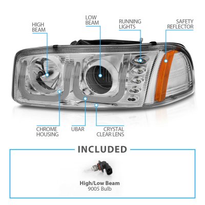 GMC Sierra 2500HD 2001-2006 Projector Headlights DRL LED