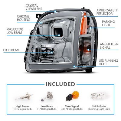 GMC Yukon XL 2007-2014 LED DRL Projector Headlights