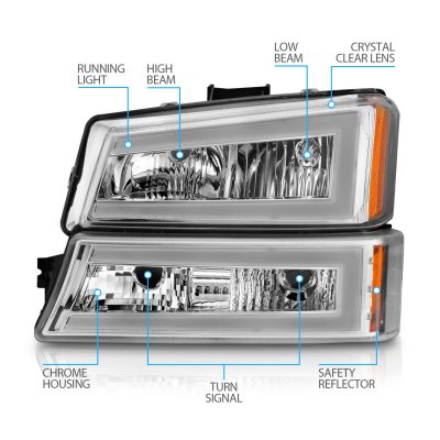 Chevy Silverado 2500HD 2003-2006 Headlights Set LED DRL