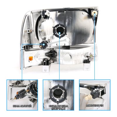 Ford F350 Super Duty 1999-2004 Black Headlights Set