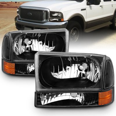 Ford F350 Super Duty 1999-2004 Black Headlights Set