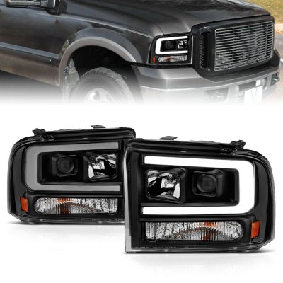 Ford F450 Super Duty 2005-2007 Black LED DRL Projector Headlights