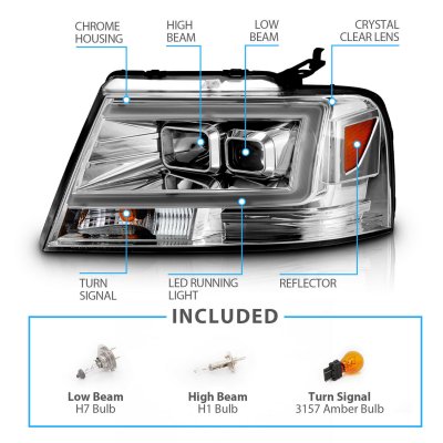 Ford F150 2004-2008 LED DRL Projector Headlights
