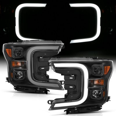 Ford F150 2018-2020 Black Projector Headlights DRL Switchback Signals