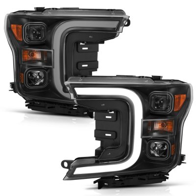 Ford F150 2018-2020 Black Projector Headlights DRL Switchback Signals