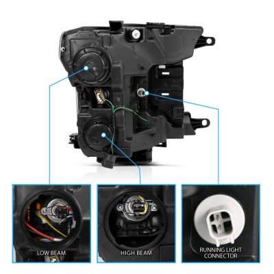 Ford F150 2018-2020 Black Projector Headlights DRL Switchback Signals