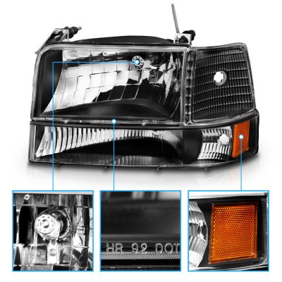 Ford Bronco 1992-1996 Black Headlights