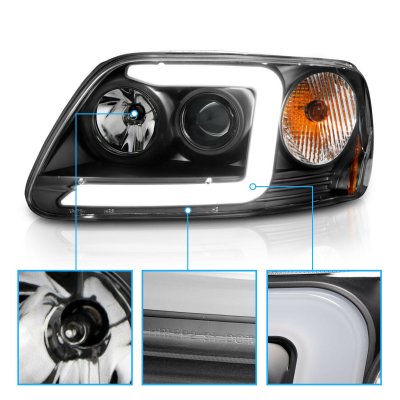 Ford Expedition 1997-2002 Black LED DRL Projector Headlights