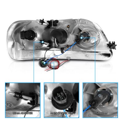 Ford F150 1997-2003 Black LED DRL Projector Headlights