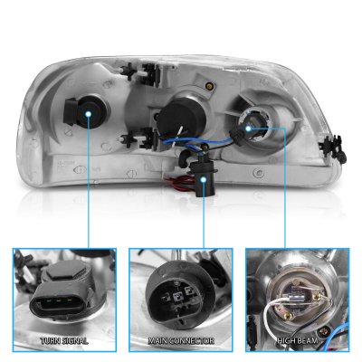 Spec-D Tuning Black Projector Headlights For 1997-2002 Ford F150 & Expedition – LED Tube, H1 Bulbs