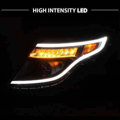 Ford Explorer 2011-2015 Black Projector Headlights LED DRL