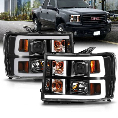 GMC Sierra 2007-2013 Black Projector Headlights DRL
