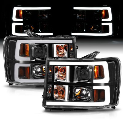 GMC Sierra 2007-2013 Black Projector Headlights DRL