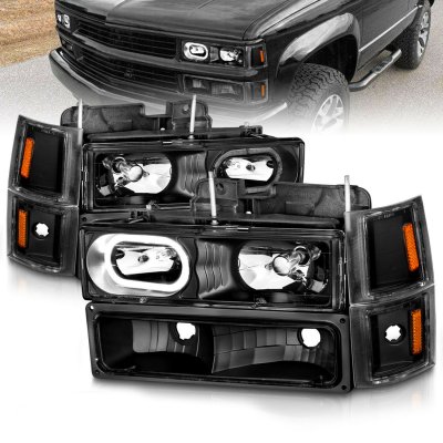 Chevy Tahoe 1995-1999 Black Halo Headlights Set