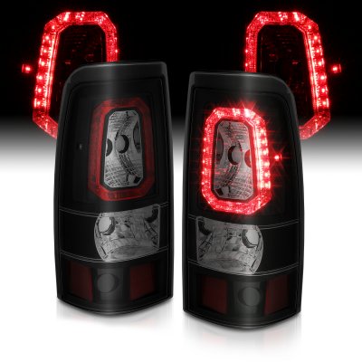 Chevy Silverado 2500 2003-2004 Black Smoked Halo LED Tail Lights