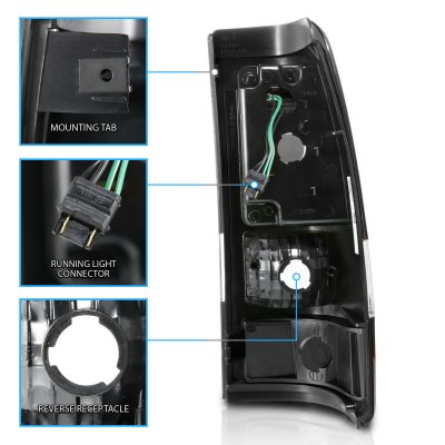 Chevy Silverado 2500 2003-2004 Black Smoked Halo LED Tail Lights