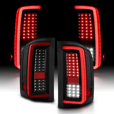 Chevy Silverado 2007-2013 Black Full LED Tail Lights Red Tube
