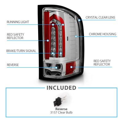 Chevy Silverado 2500HD 2007-2014 Chrome LED Tail Lights