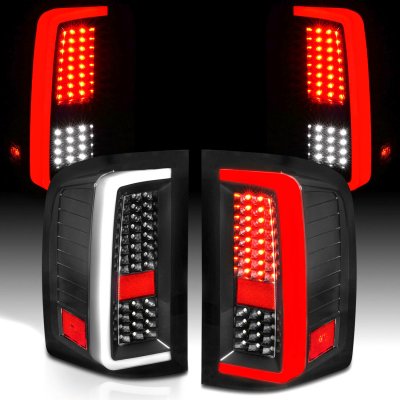 Chevy Silverado 2500HD 2007-2014 Black Full LED Tail Lights DRL Tube