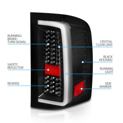 Chevy Silverado 2500HD 2007-2014 Black Full LED Tail Lights DRL Tube