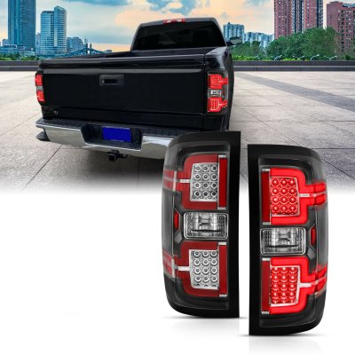GMC Sierra 3500HD Dually 2015-2019 Black LED Tail Lights DRL Tube