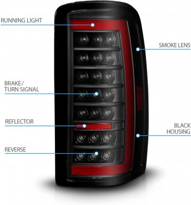 Chevy Suburban 2000-2006 Black Smoked Full LED Tail Lights Tube