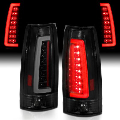 Chevy 2500 Pickup 1988-1998 Black Smoked LED Tail Lights DRL Tube