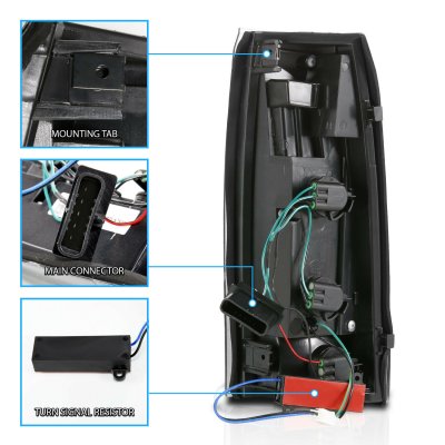 Chevy 2500 Pickup 1988-1998 Black Smoked LED Tail Lights DRL Tube