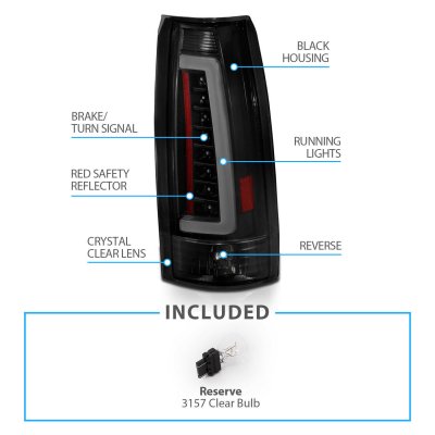 Chevy 2500 Pickup 1988-1998 Black Smoked LED Tail Lights DRL Tube