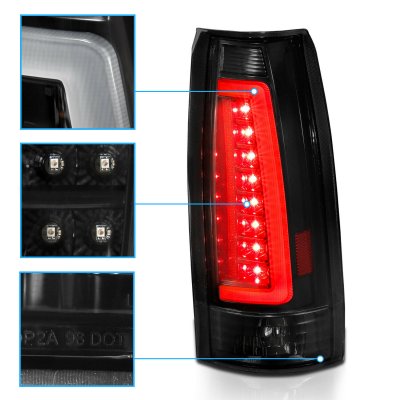 Chevy Tahoe 1995-1999 Black Smoked LED Tail Lights DRL Tube