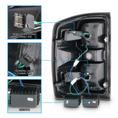 Chevy Silverado 3500HD 2015-2019 Black LED Tail Lights