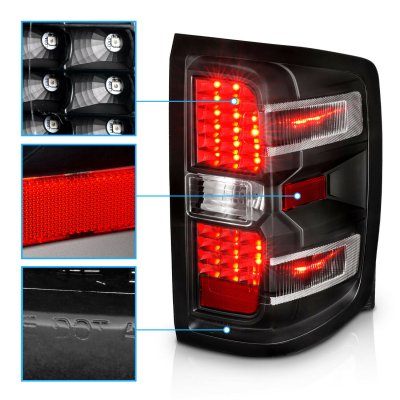 Chevy Silverado 3500HD 2015-2019 Black LED Tail Lights