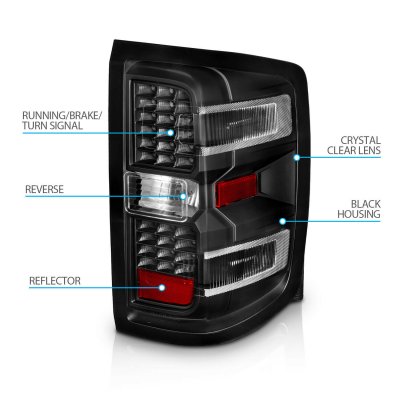 Chevy Silverado 3500HD 2015-2019 Black LED Tail Lights