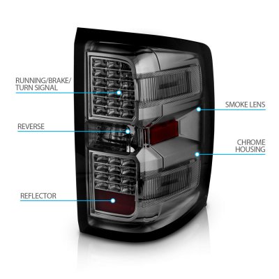 Chevy Silverado 1500 2014-2018 Smoked LED Tail Lights