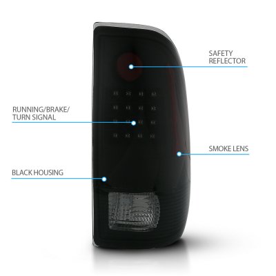 Ford F450 Super Duty 1999-2007 Black Smoked LED Tail Lights