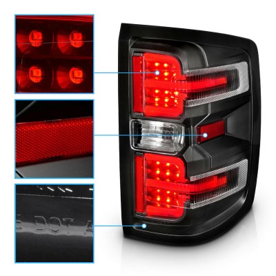 Chevy Silverado 2500HD 2015-2019 Black LED Tail Lights