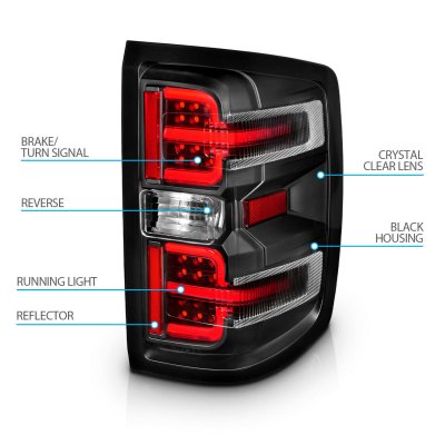 Chevy Silverado 2500HD 2015-2019 Black LED Tail Lights