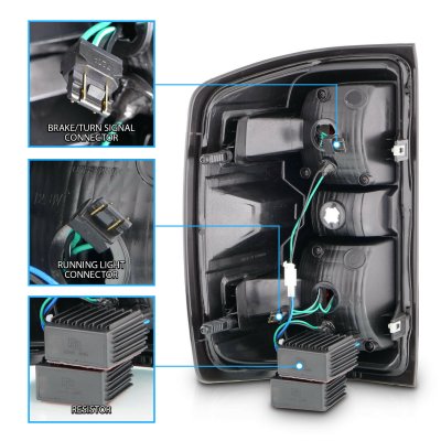 Chevy Silverado 2500HD 2015-2019 Black LED Tail Lights